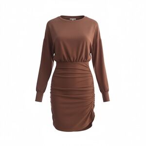 ANTHROPOLOGIE - Women - Brown Ruched Mini-Dress - Size Small